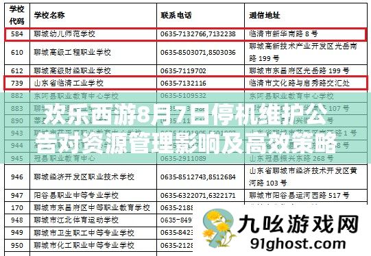欢乐西游8月7日停机维护公告对资源管理影响及高效策略解析