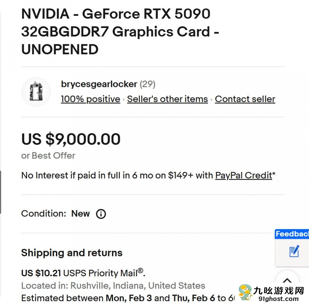 黄牛卖出天价！eBay上RTX 5090最高要9000美元