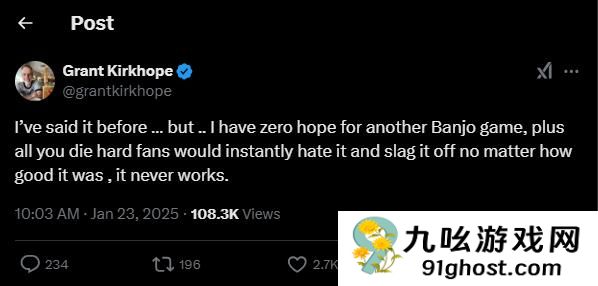 《班卓熊大冒险》作曲家对新作不抱期望 因为无论游戏多好都会被系列粉丝嫌弃