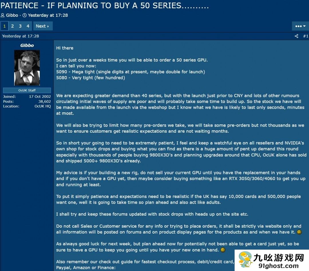 RTX5090缺货不可思议！英国顶级零售商只有几块