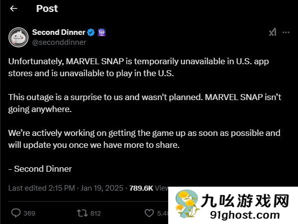 受Tik Tok下架影响 《漫威Snap》在美国也一度遭下架