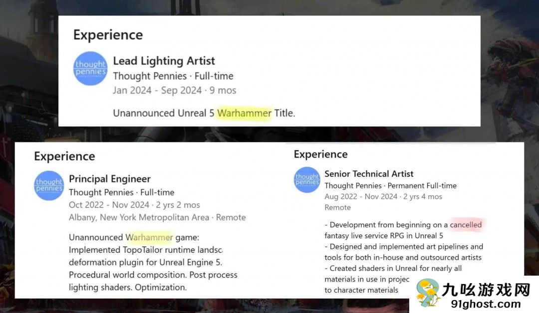 传Games Workshop取消了一款《战锤》游戏的开发
