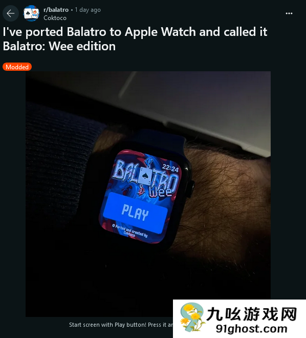 没手机也能摸鱼！大佬将《小丑牌》移植至Apple Watch