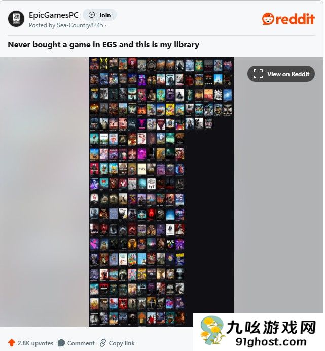 有玩家从Epic免费领取超200款游戏 你领了多少游戏?